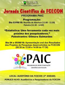 Imagem da notícia - Jornada Científica FCecon – PAIC; Veja a programação completa